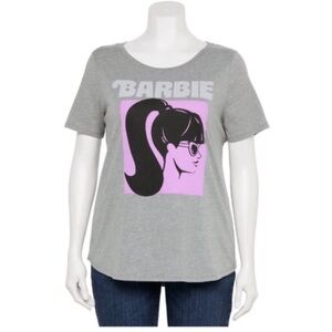 Women’s Plus Size 1X Barbie doll silhouette graphic tee gray & purple t-…